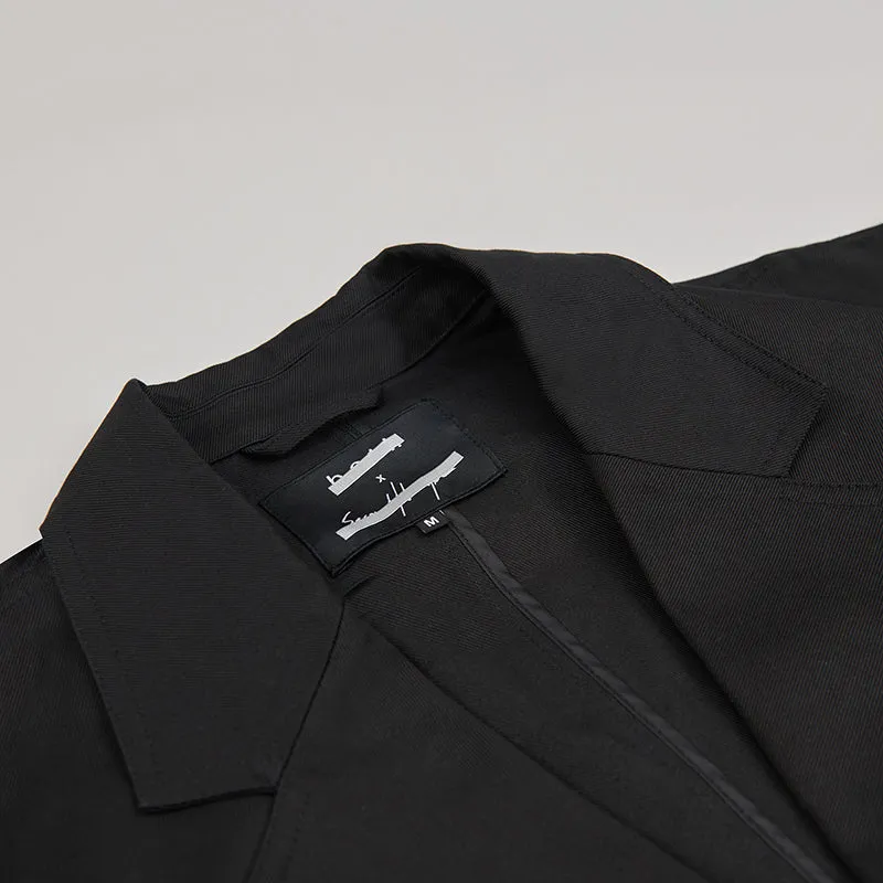 both X SECOND LAYER-SINGLE BREASTED TECHNICIAN COAT-BLACK