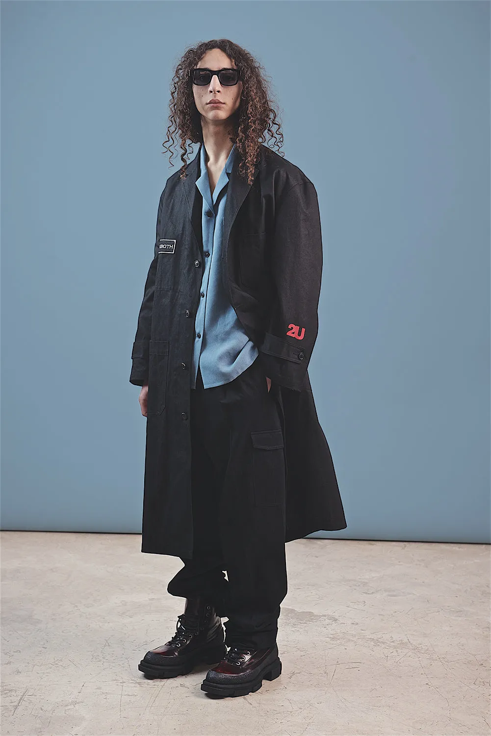 both X SECOND LAYER-SINGLE BREASTED TECHNICIAN COAT-BLACK