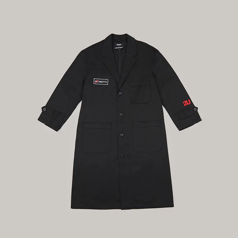 both X SECOND LAYER-SINGLE BREASTED TECHNICIAN COAT-BLACK