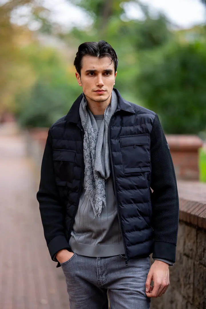 Brabion Men's Black Padded Hybrid Jacket