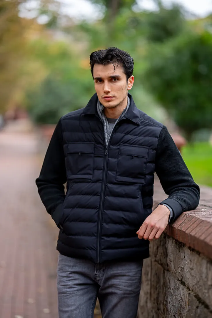 Brabion Men's Black Padded Hybrid Jacket