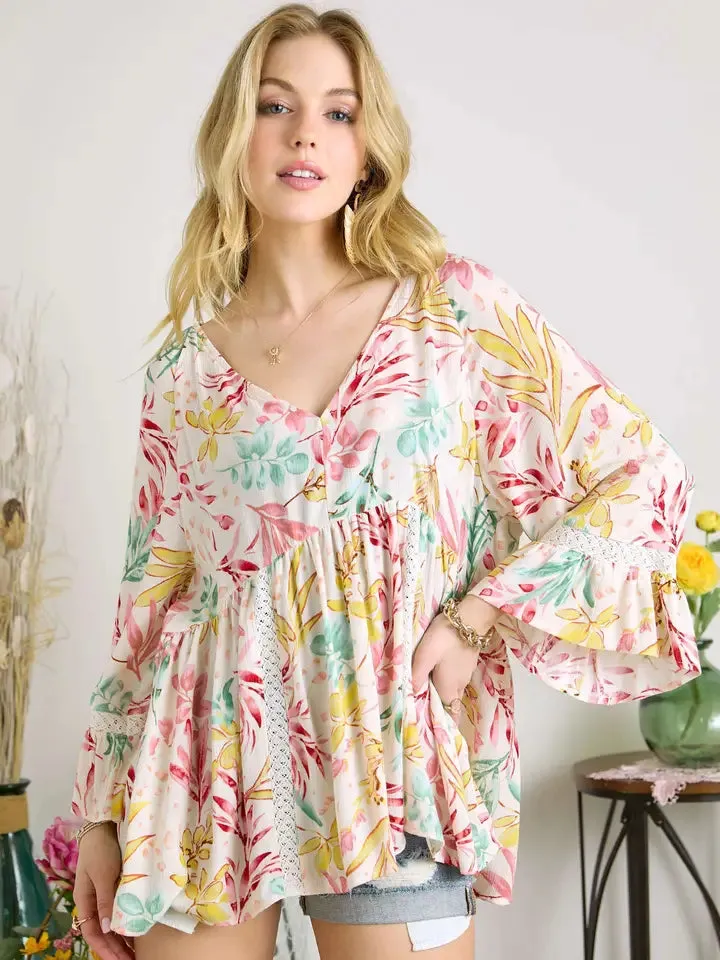 Bracelet Sleeve Babydoll Blouse
