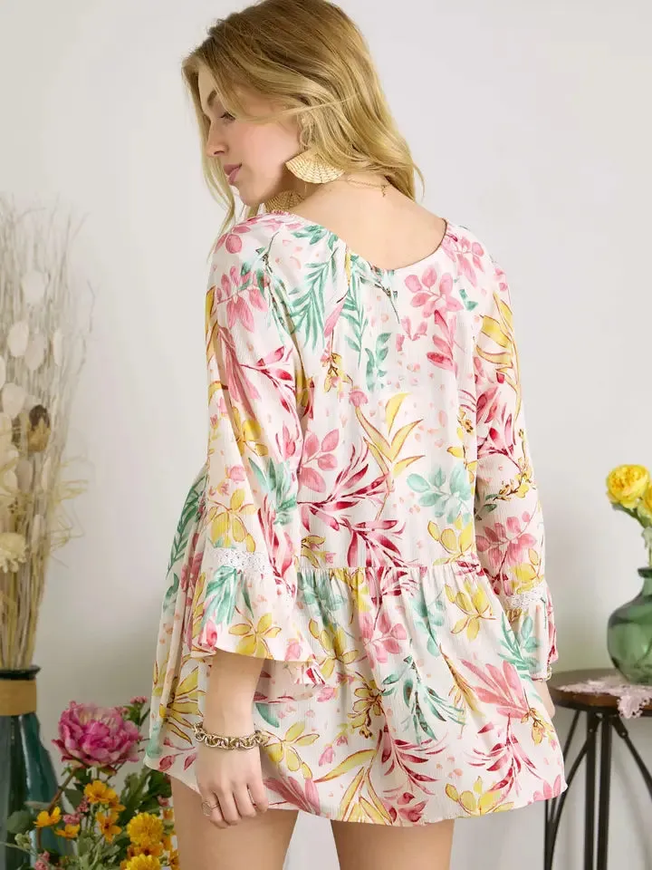 Bracelet Sleeve Babydoll Blouse