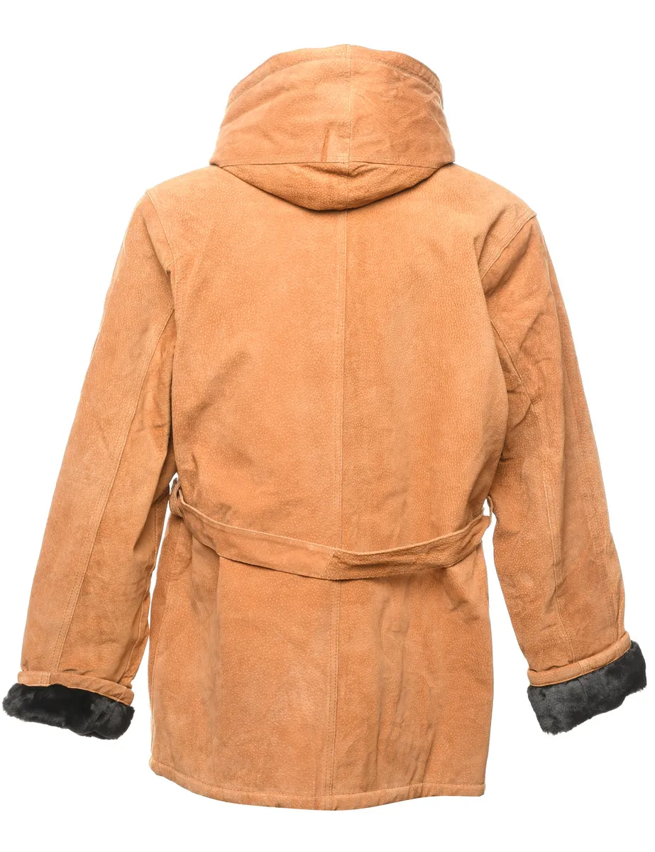 Brown Hooded Coat - L