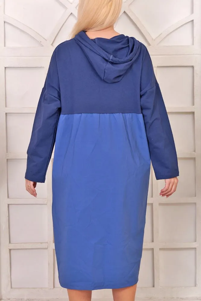 Brush Stroke Layered Hooded Cotton Dress