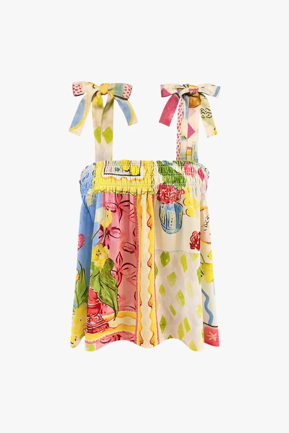 Candied Pink Holiday Print Tie Strap Babydoll Cami