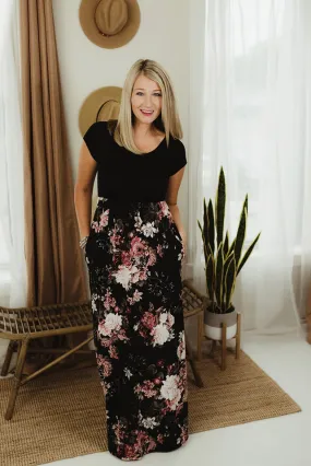 Cap Sleeve Floral Maxi
