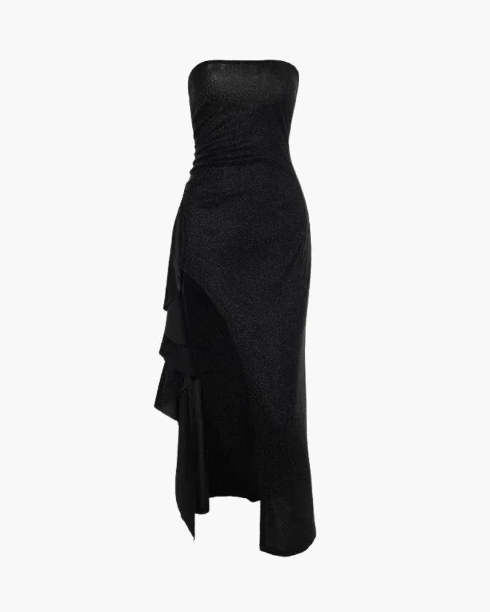 Carminia – Draped waist detail – Sparkle maxi dress