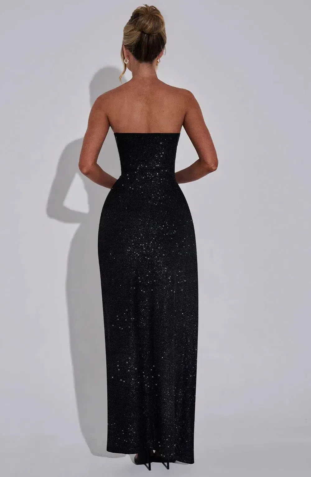 Carminia – Draped waist detail – Sparkle maxi dress