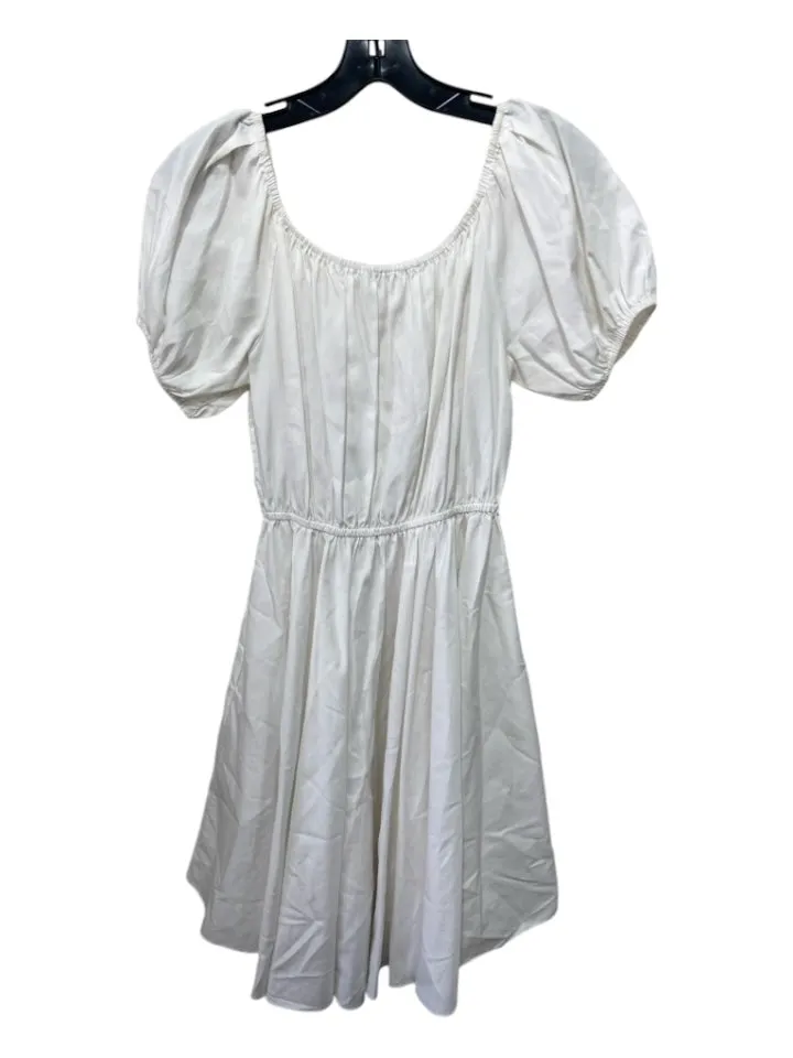 Caroline Constas Size S Ivory White Cotton Babydoll Cap Puff Sleeve Dress