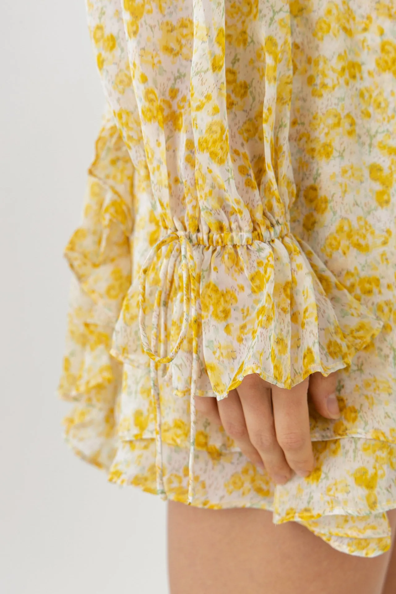 Chiffon Floral Ruffled Mini Dress