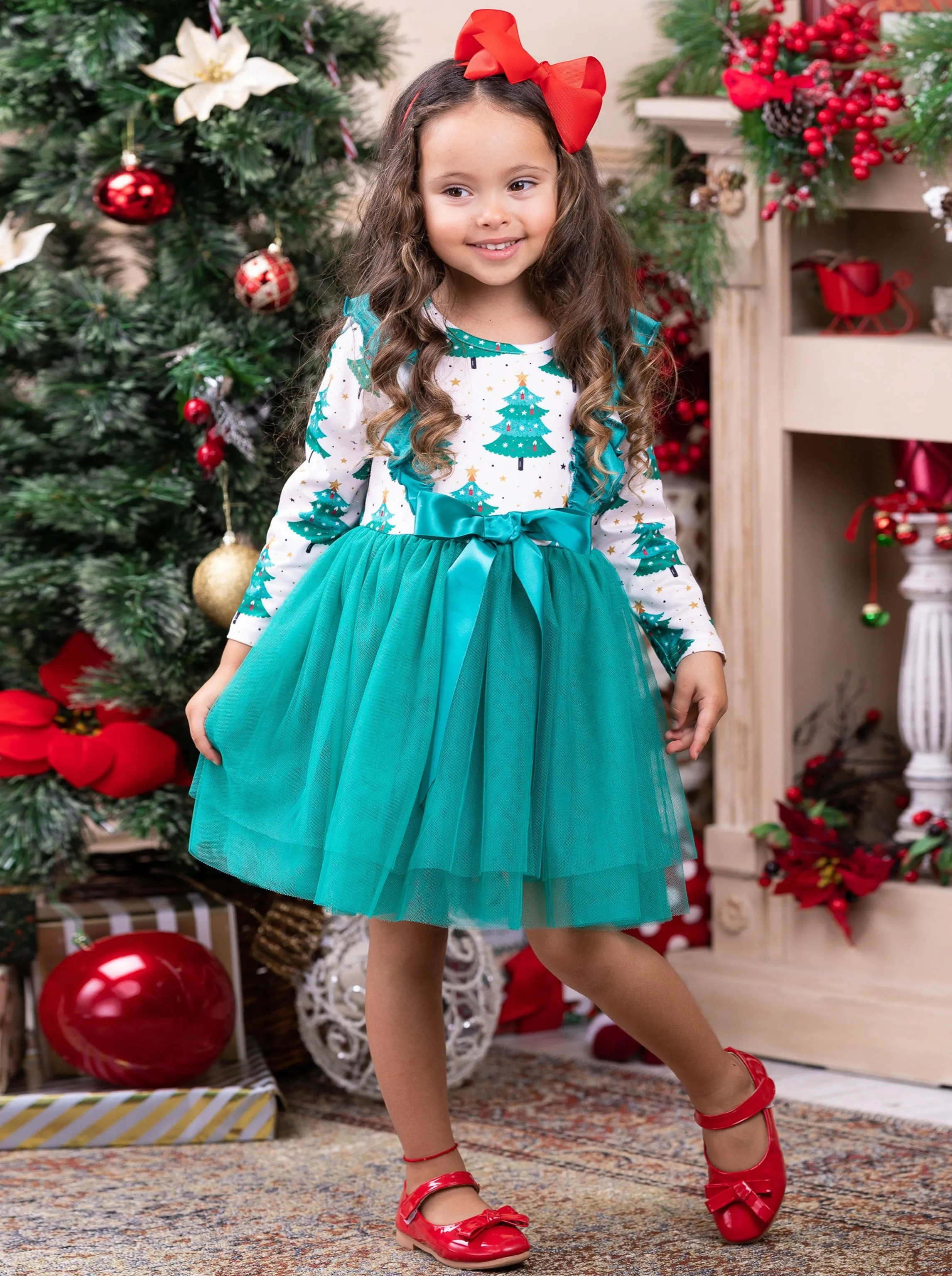 Christmas Tree Ruffle Tutu Dress