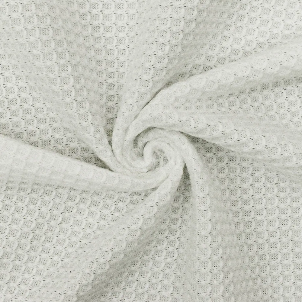 Cloud White Solid Stretch Poly Thermal Knit Fabric