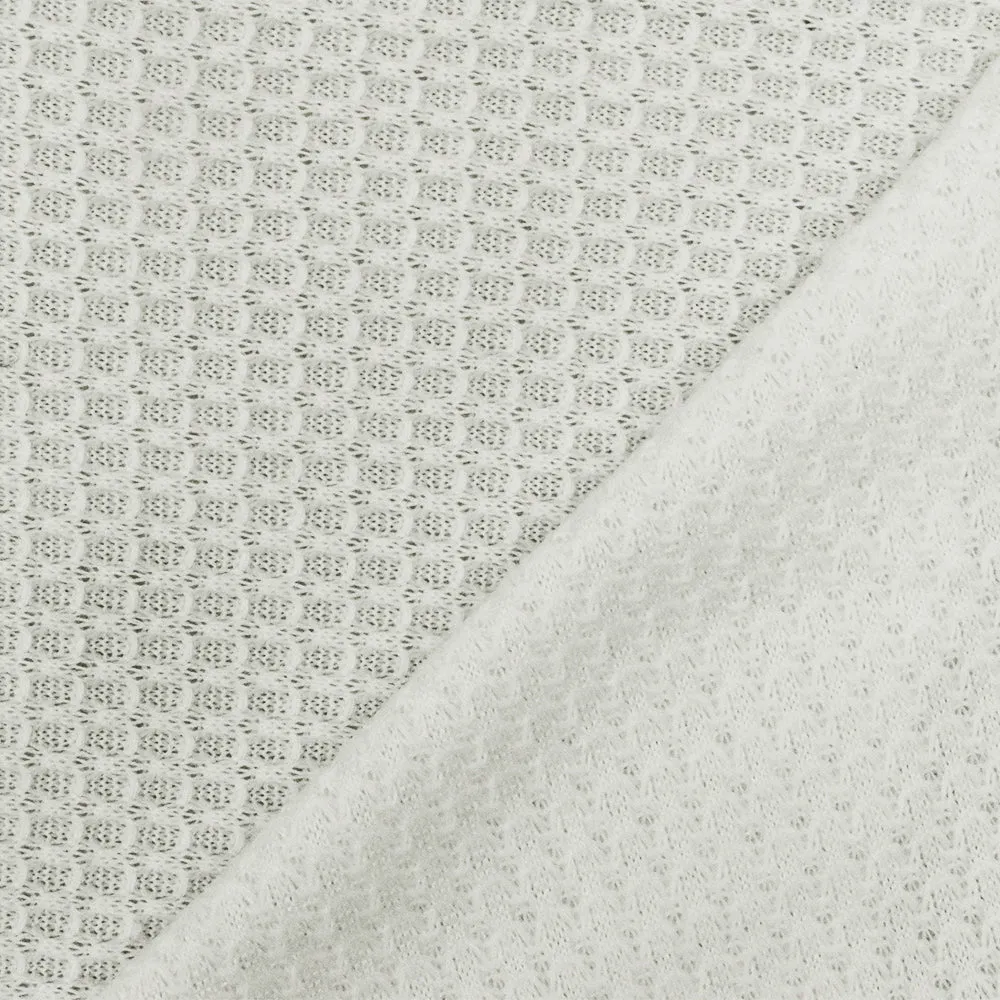 Cloud White Solid Stretch Poly Thermal Knit Fabric
