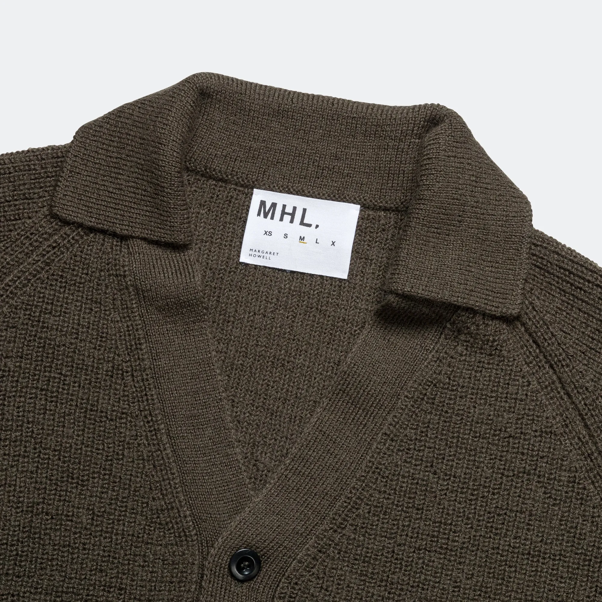 Collared Cardigan - Virgin Wool Dark Olive