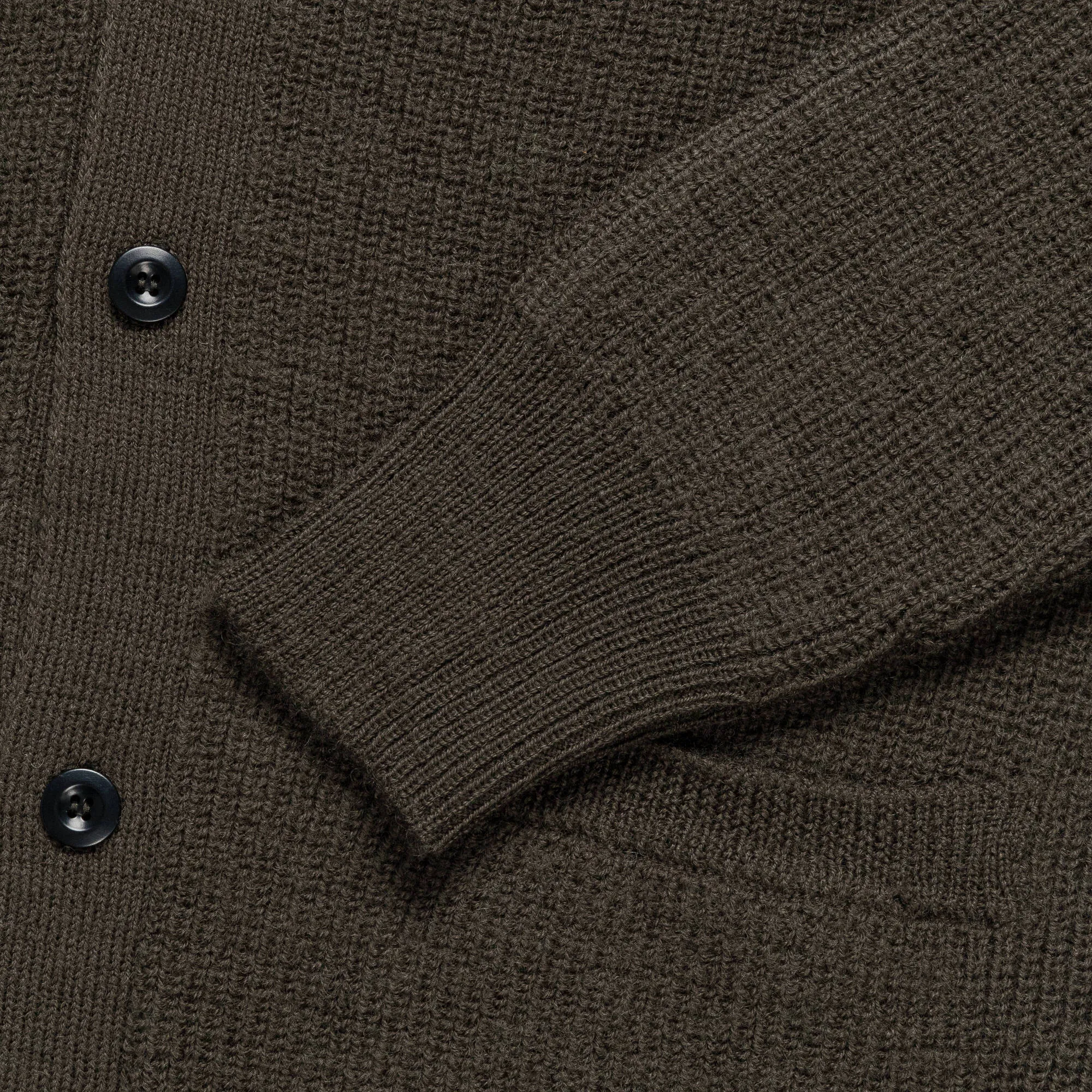 Collared Cardigan - Virgin Wool Dark Olive