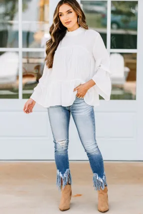 Come Into Focus Off White Bell Sleeve Blouse
