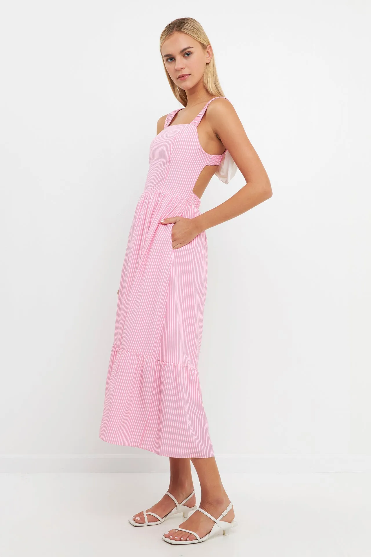 Contrast Bow Striped Maxi Dress