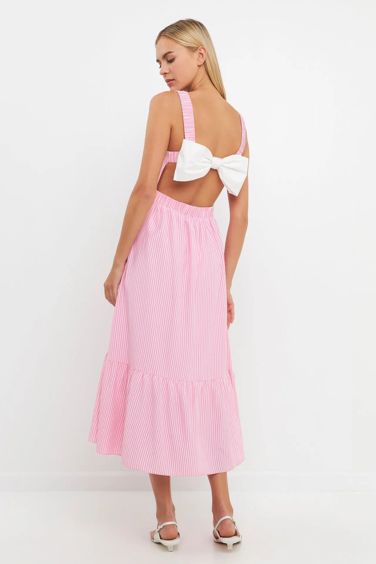 Contrast Bow Striped Maxi Dress
