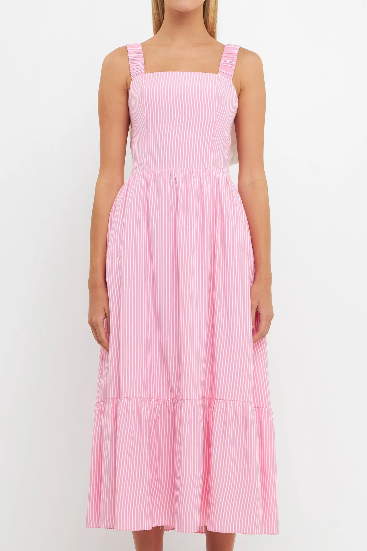 Contrast Bow Striped Maxi Dress