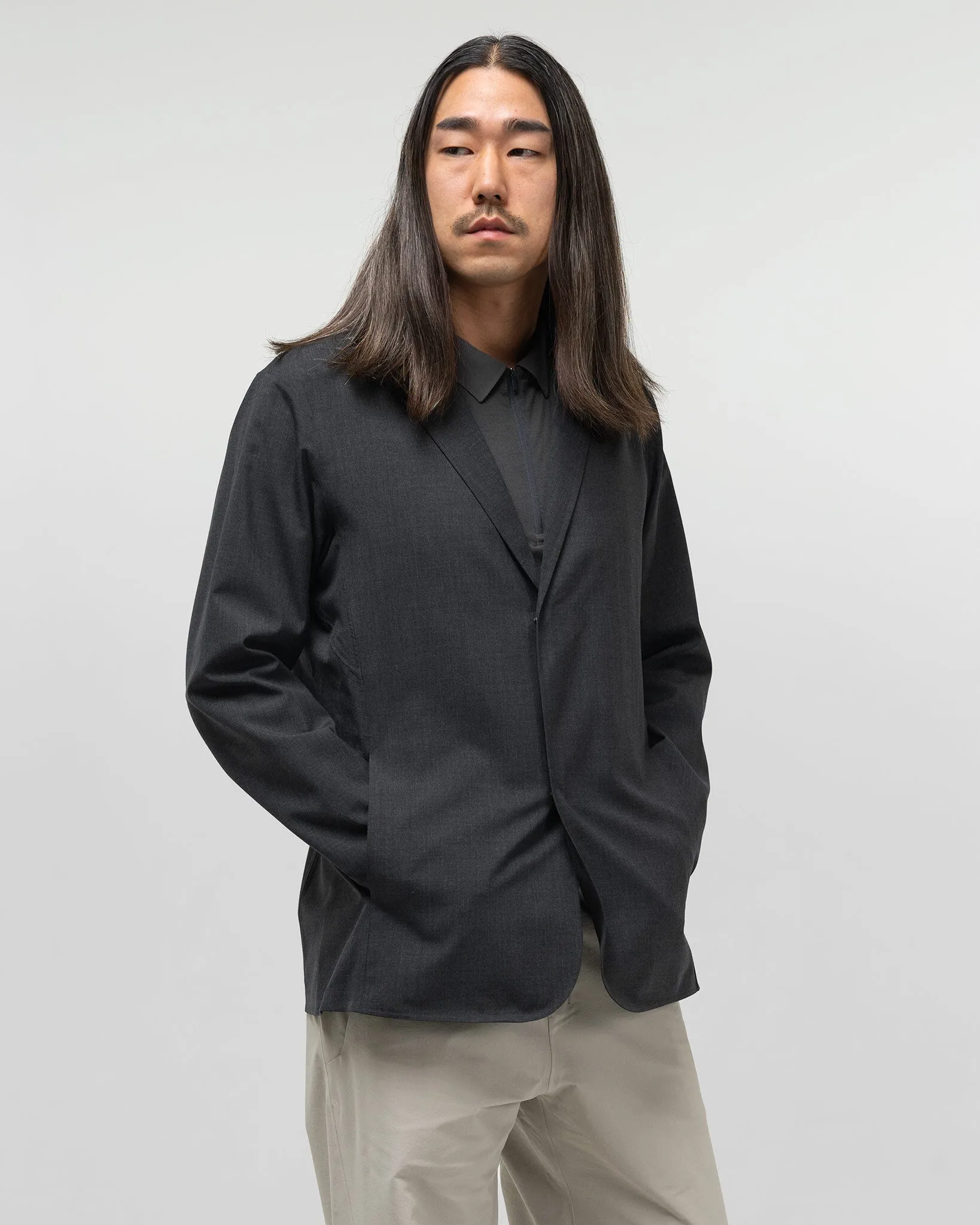 Convex Wool Blazer Black Heather