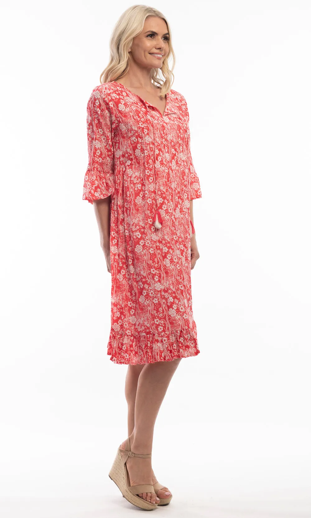 Cotton Dress Boho 3/4 Sleeve Cappadocia