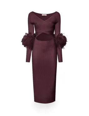 Cross Front Dress With Feathers