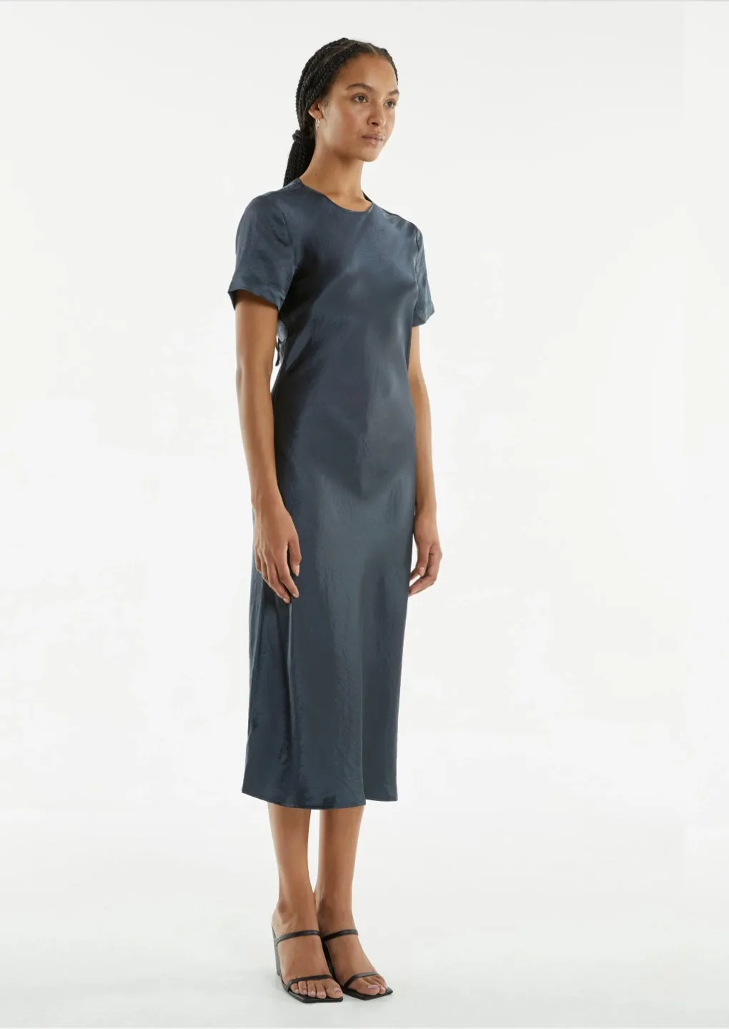 Crush Bias Tee Midi Dress Gun Metal
