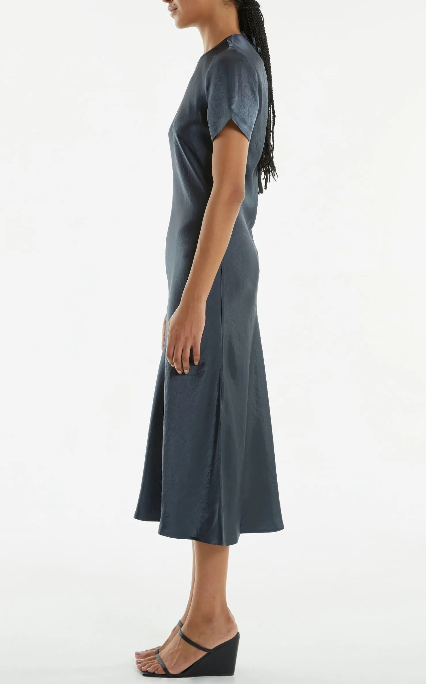 Crush Bias Tee Midi Dress Gun Metal