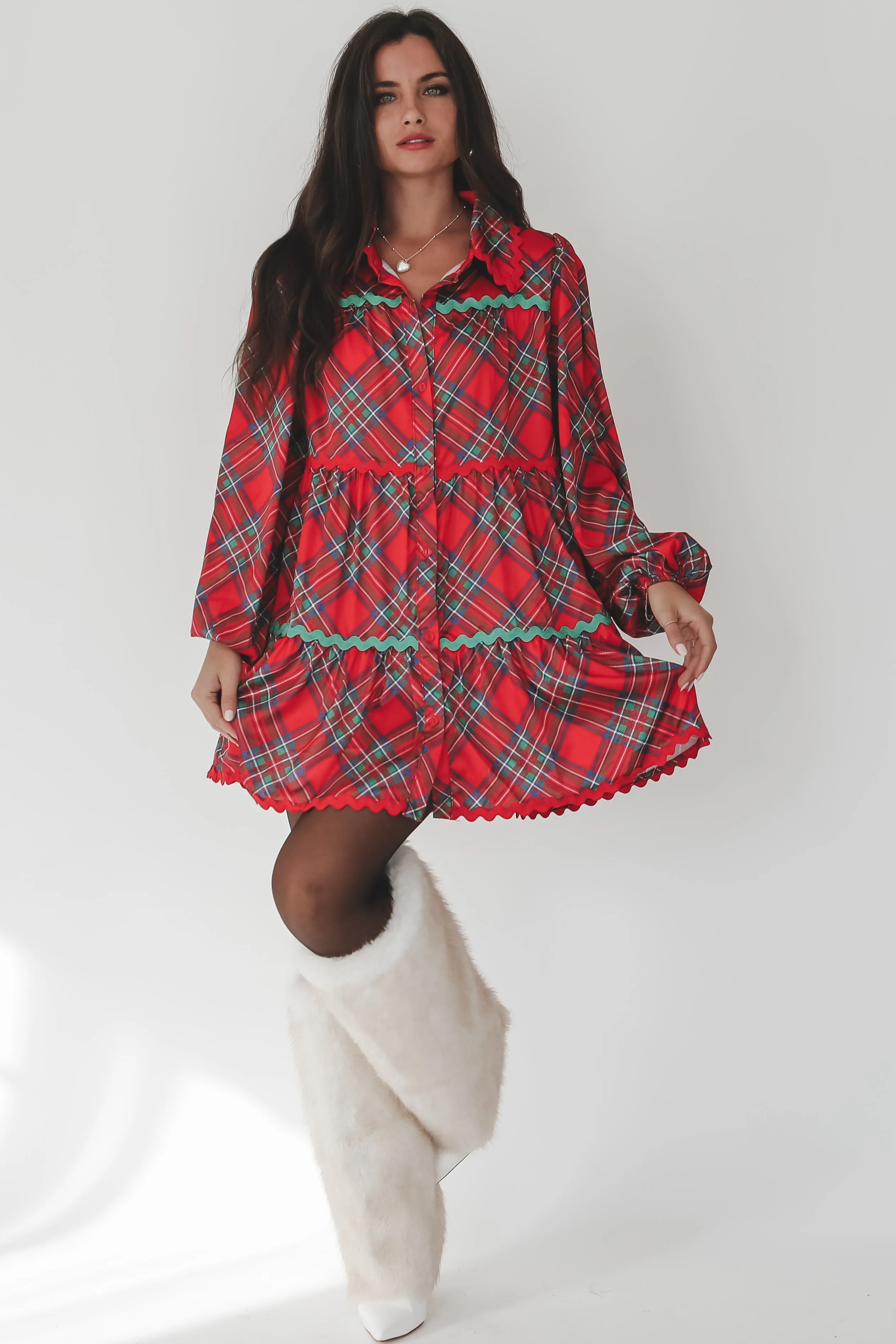 DEAL Having Myself A Merry Time Holiday Plaid Dress