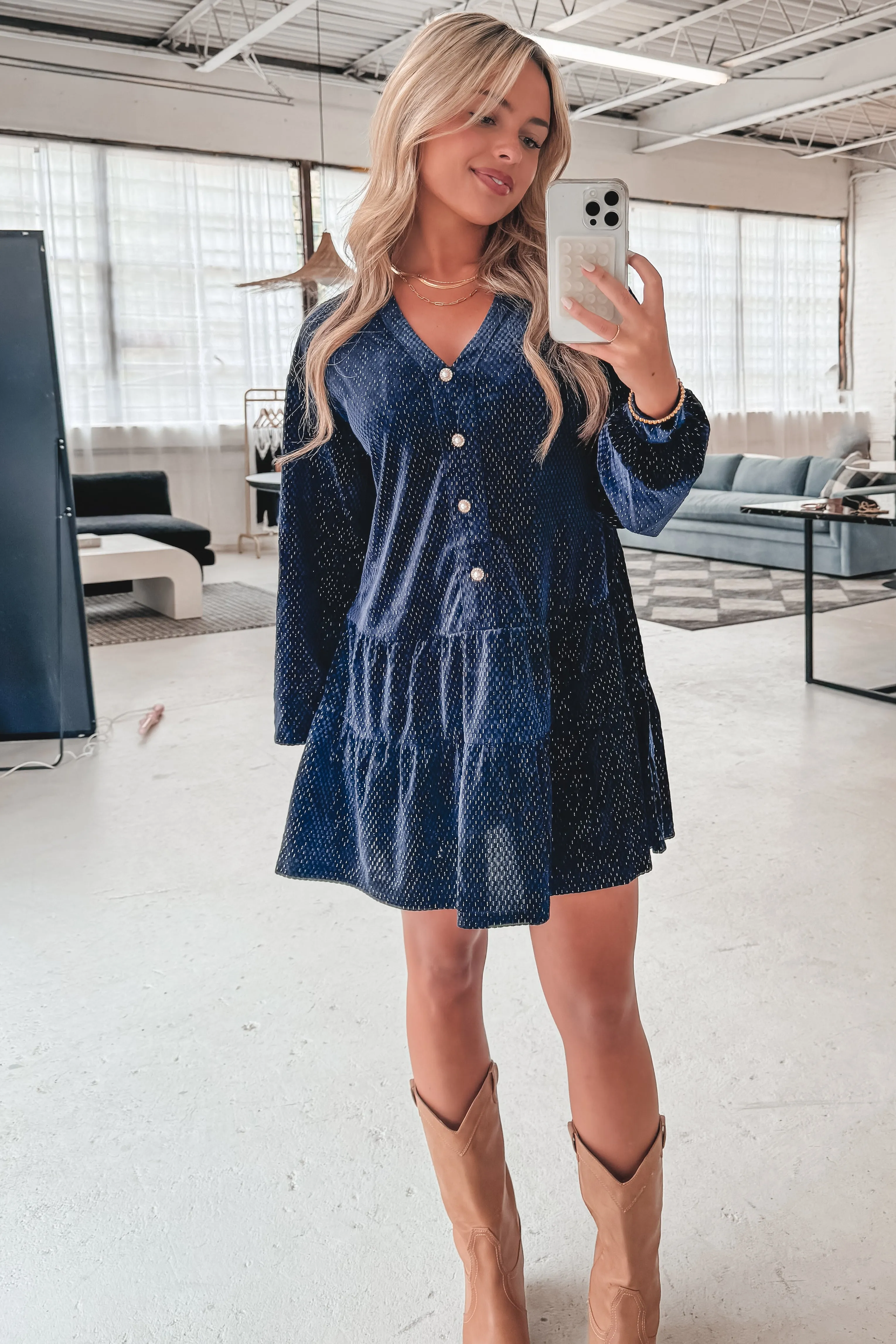 DEAL Sparkle On My Side Velvet Babydoll Dress