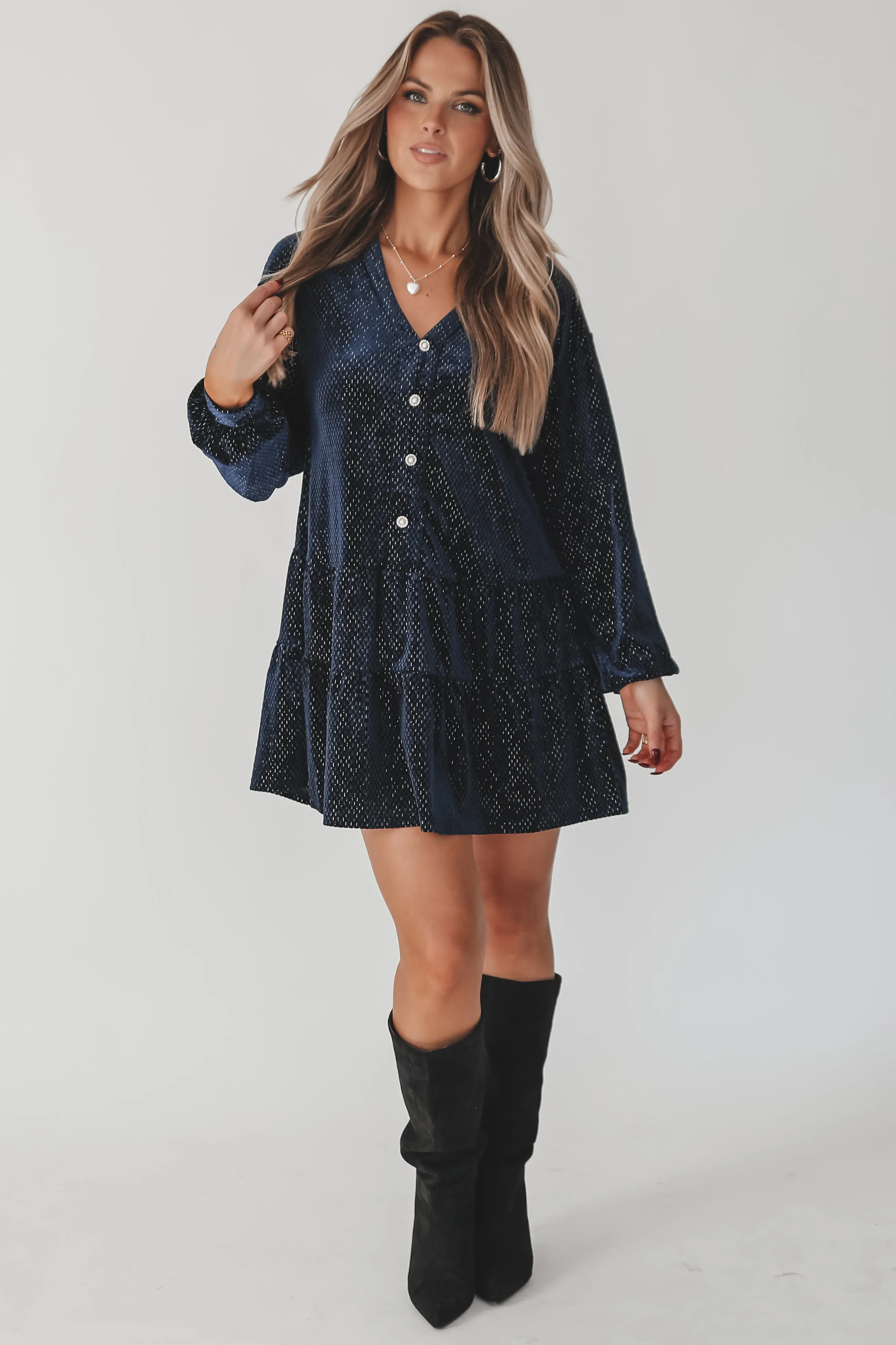 DEAL Sparkle On My Side Velvet Babydoll Dress