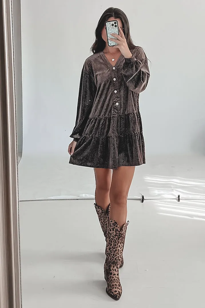 DEAL Sparkle On My Side Velvet Babydoll Dress
