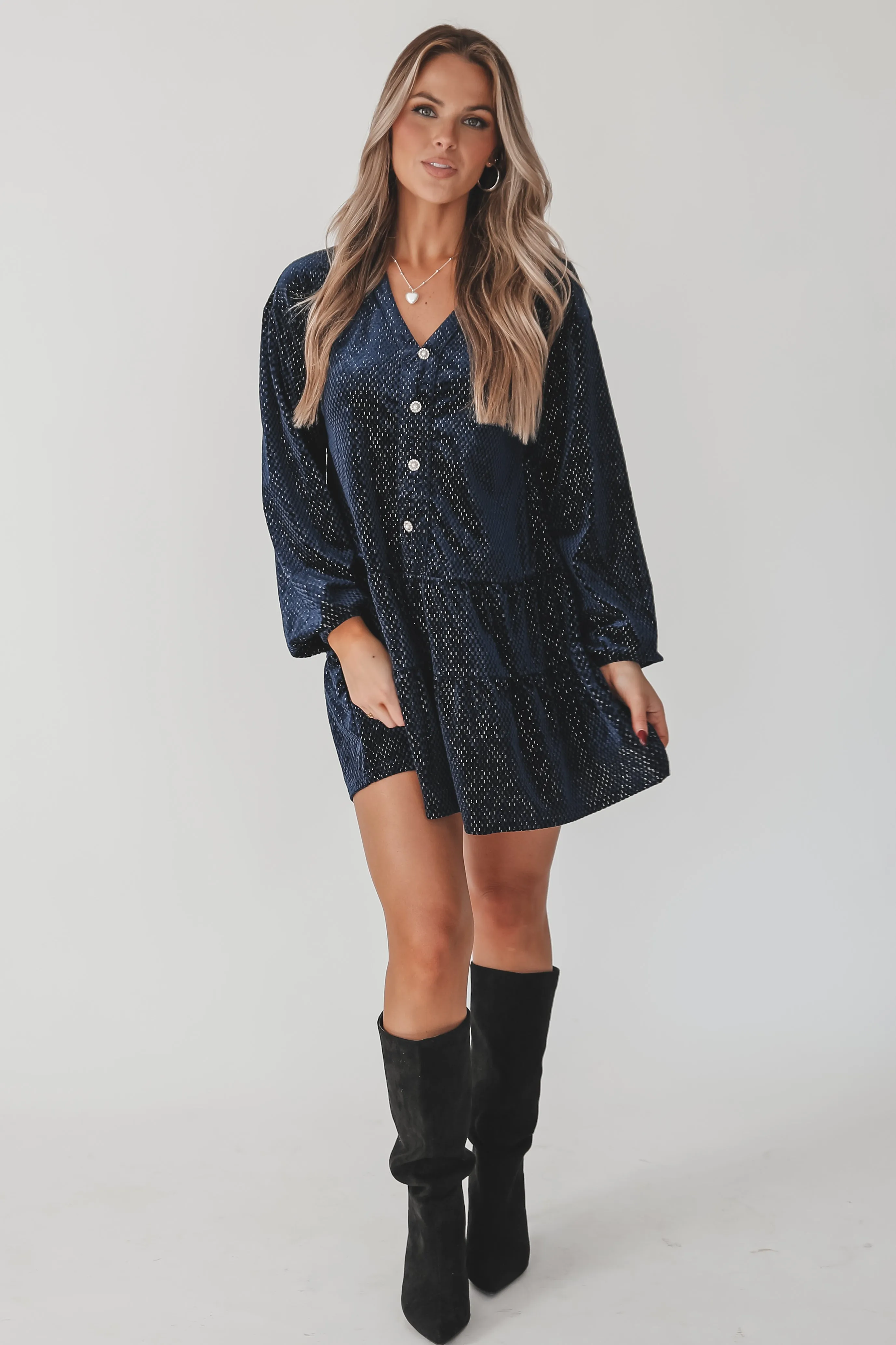 DEAL Sparkle On My Side Velvet Babydoll Dress