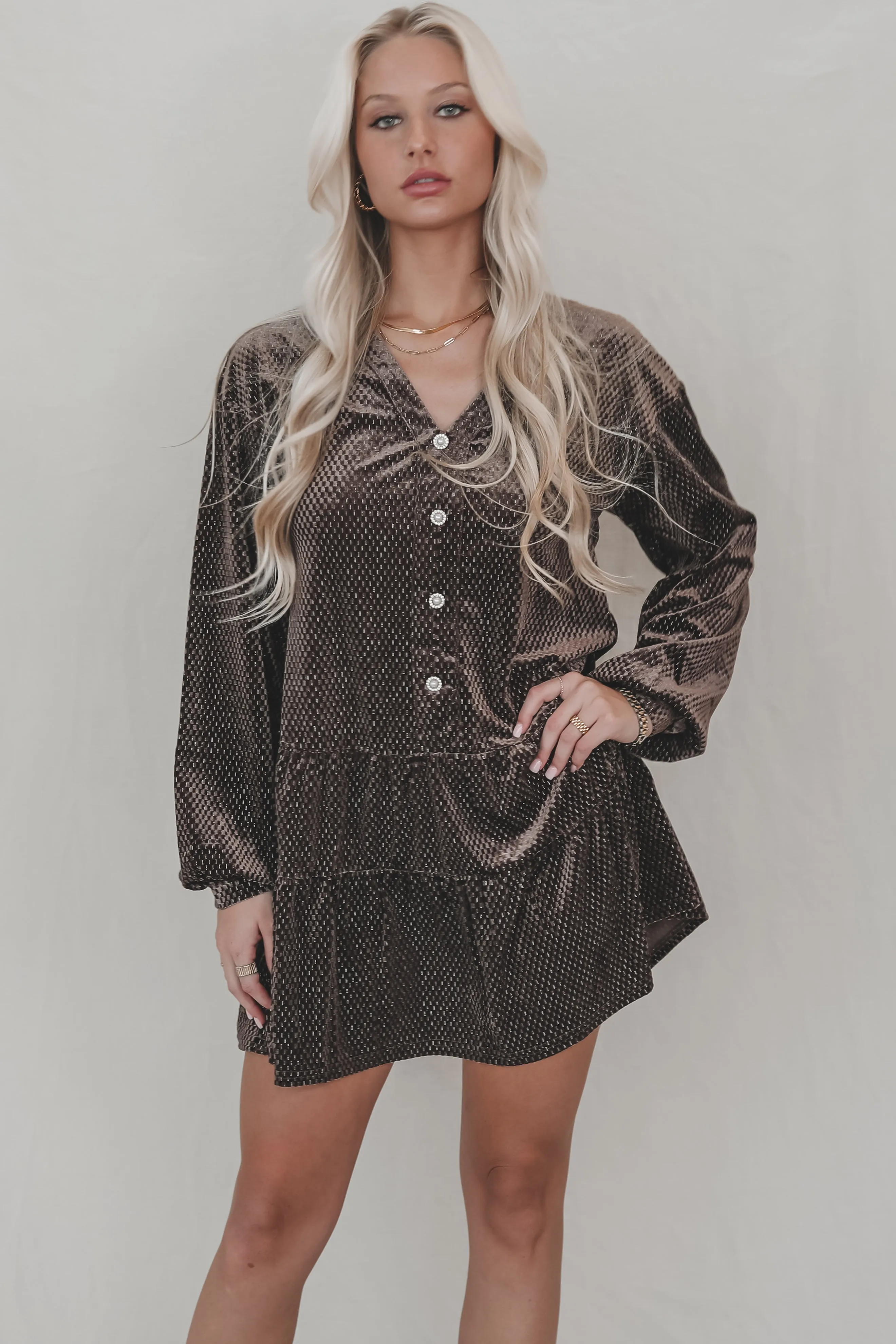 DEAL Sparkle On My Side Velvet Babydoll Dress