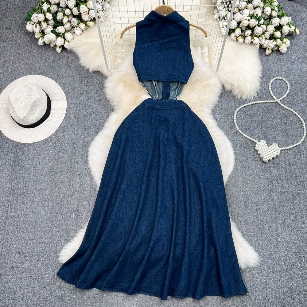 Denim Delight Open Waist Dress