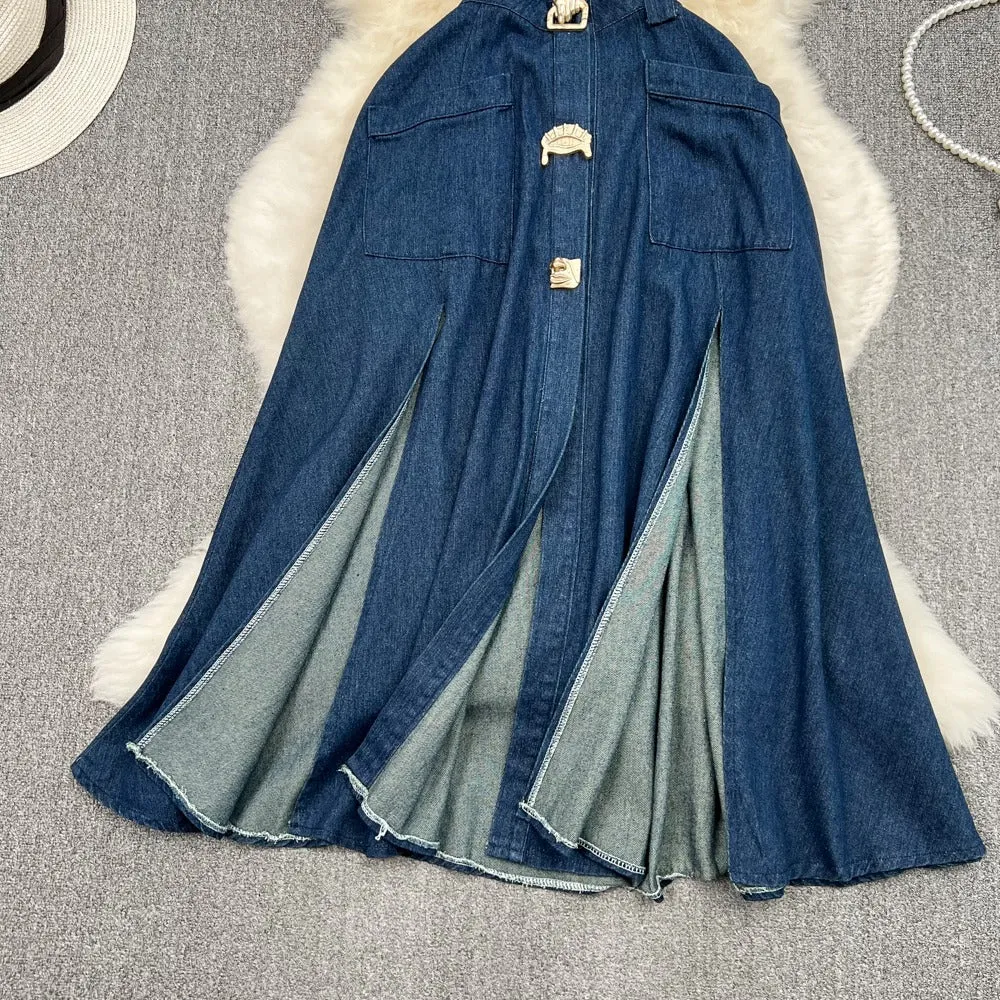 Denim Delight Open Waist Dress