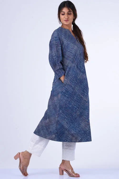 Dharan "Suki Dress" Indigo Block Printed Dress