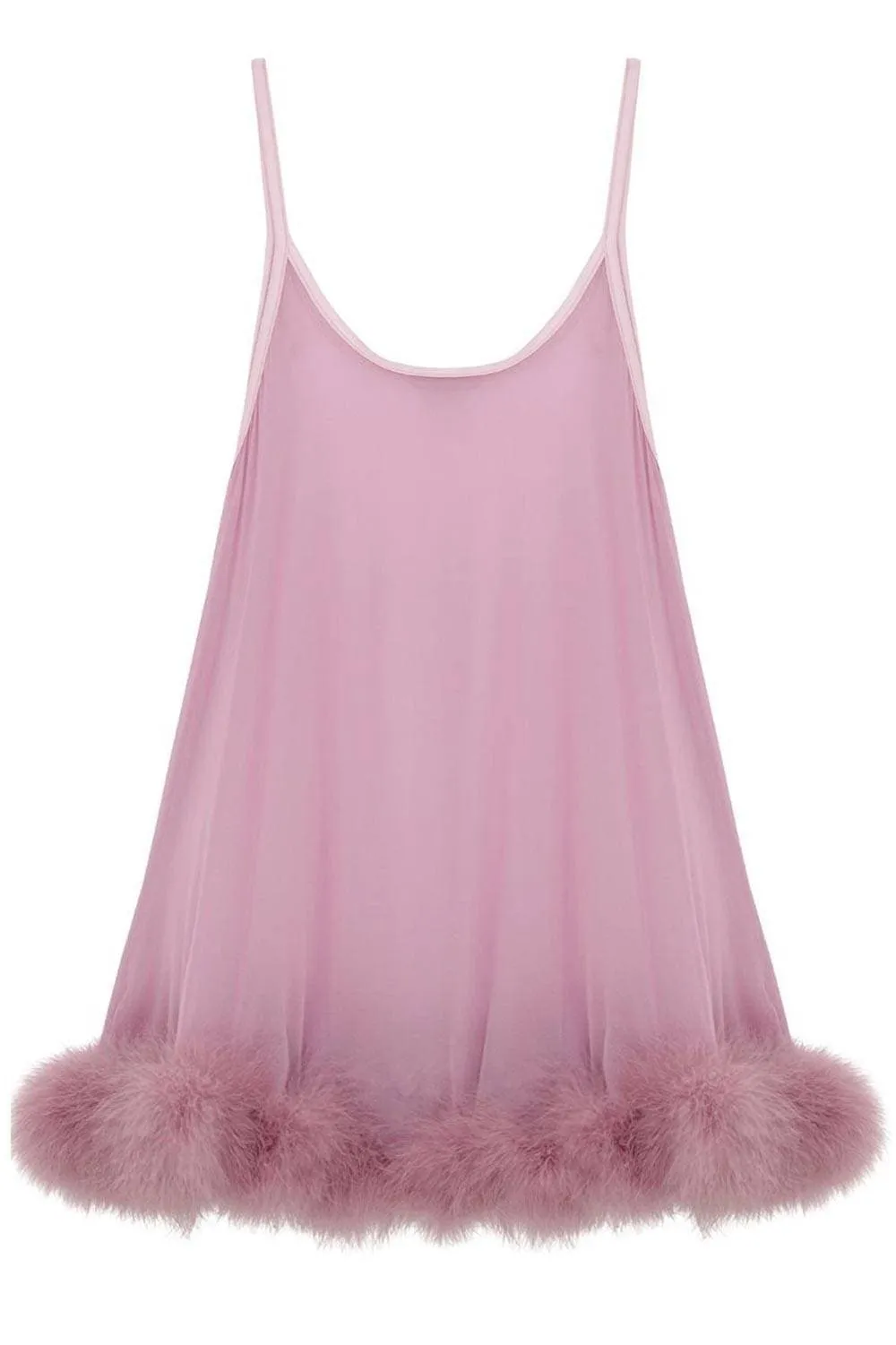 Diana Silk & Marabou Feather Babydoll, Size S-M (UK 8-10)