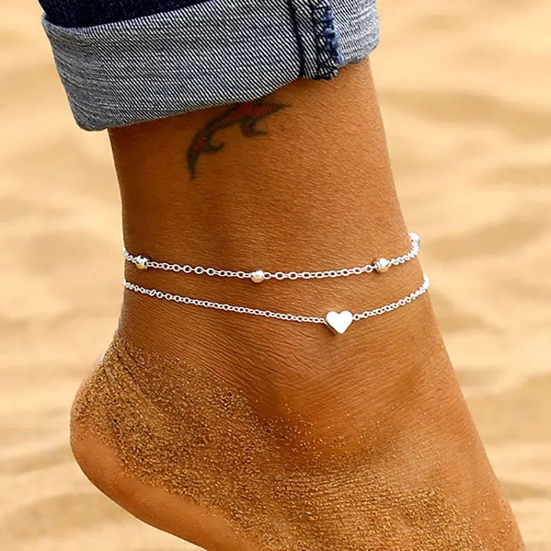 Double-layer love anklet