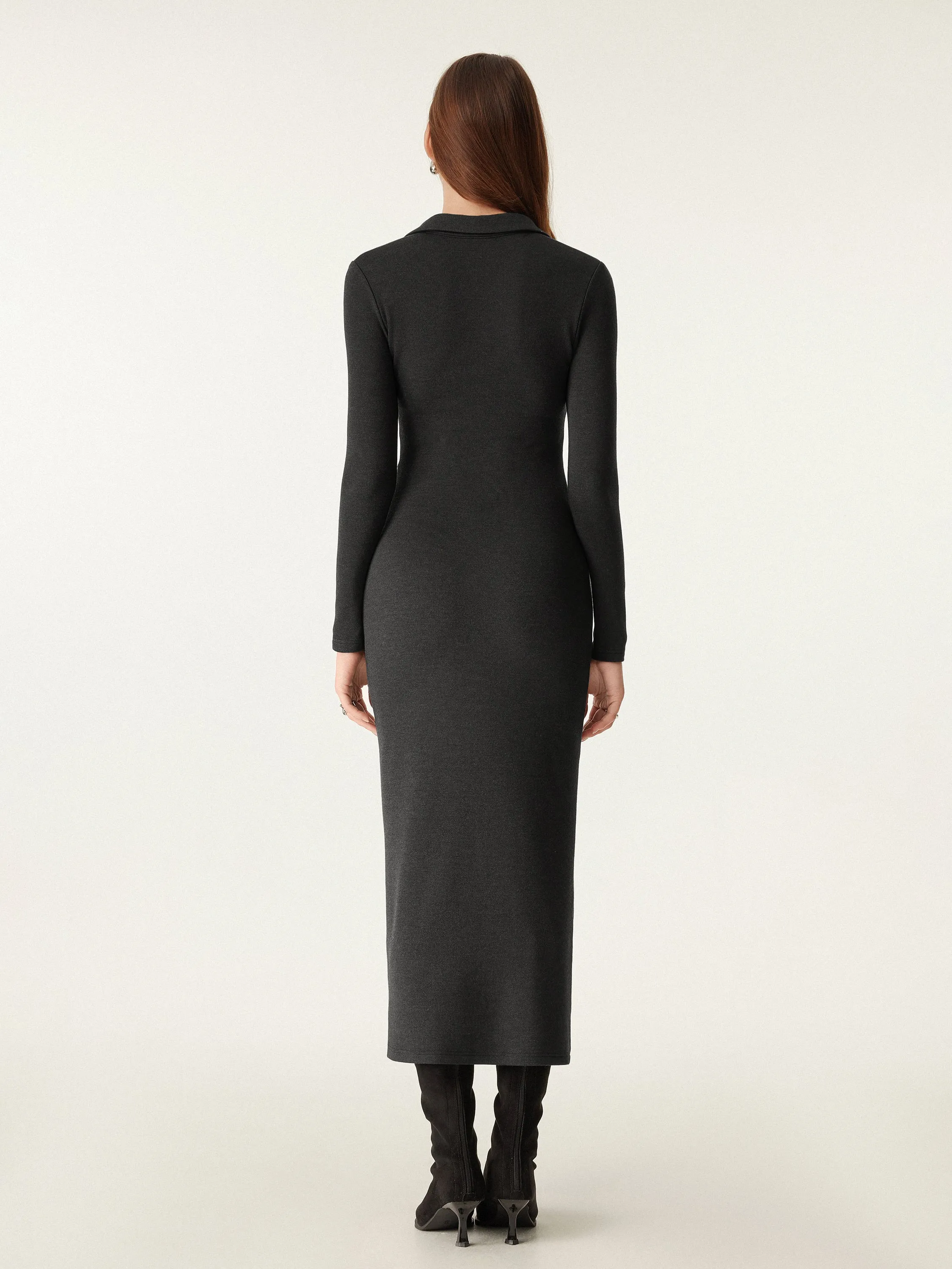 Eco-Leather Trimmed Brami Midi Dress