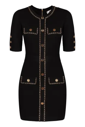 ELISABETTA FRANCHI Embellished Button Slim Fit Dress