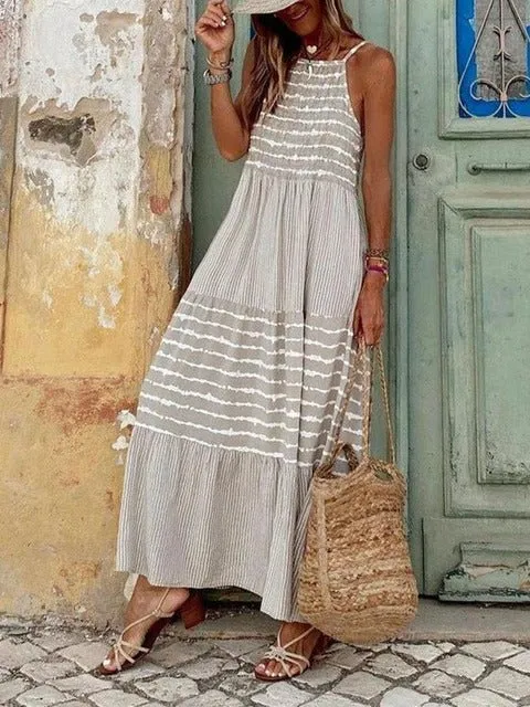 ELSVIOS Sleeveless Maxi Cruise Beach Dress