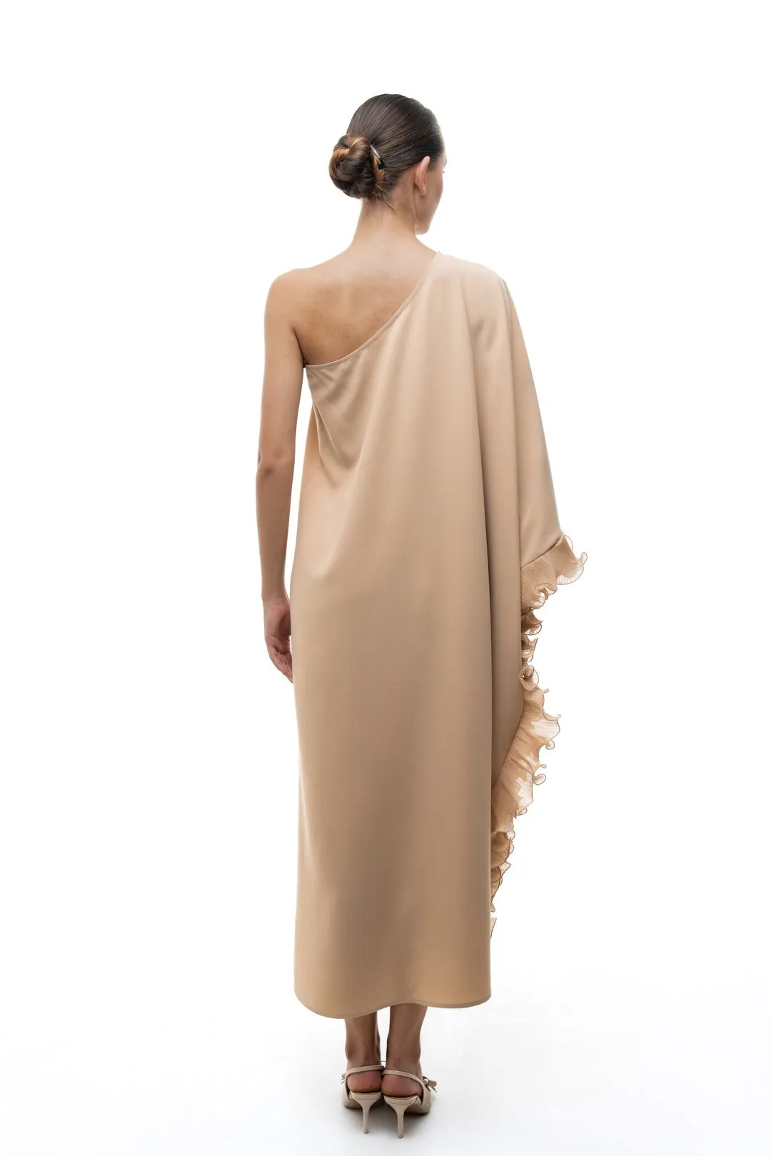 EMBELISHED ONE SHOULDER DRESS