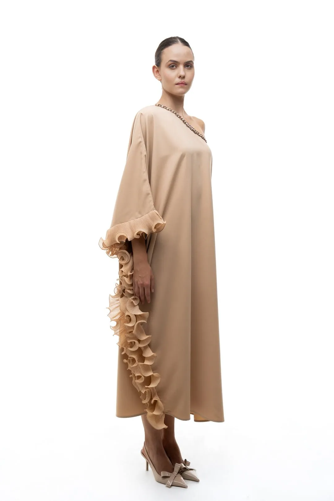 EMBELISHED ONE SHOULDER DRESS