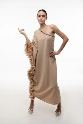 EMBELISHED ONE SHOULDER DRESS