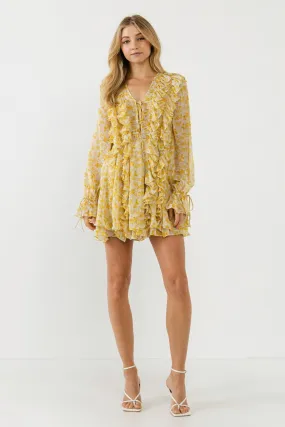 Endless Rose - Chiffon Floral Ruffled Mini Dress