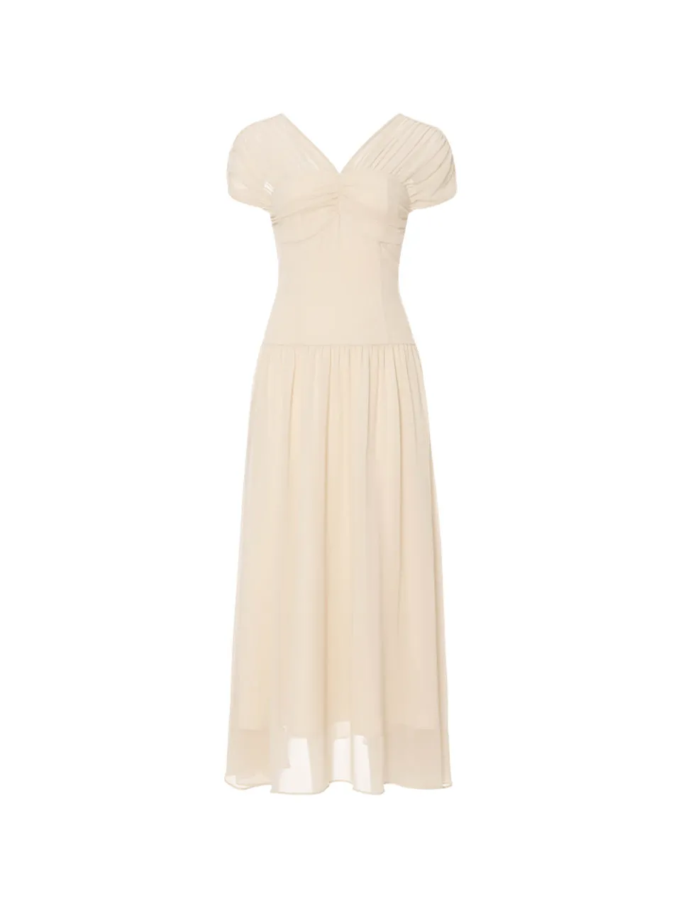 Esthetic shirring long dress