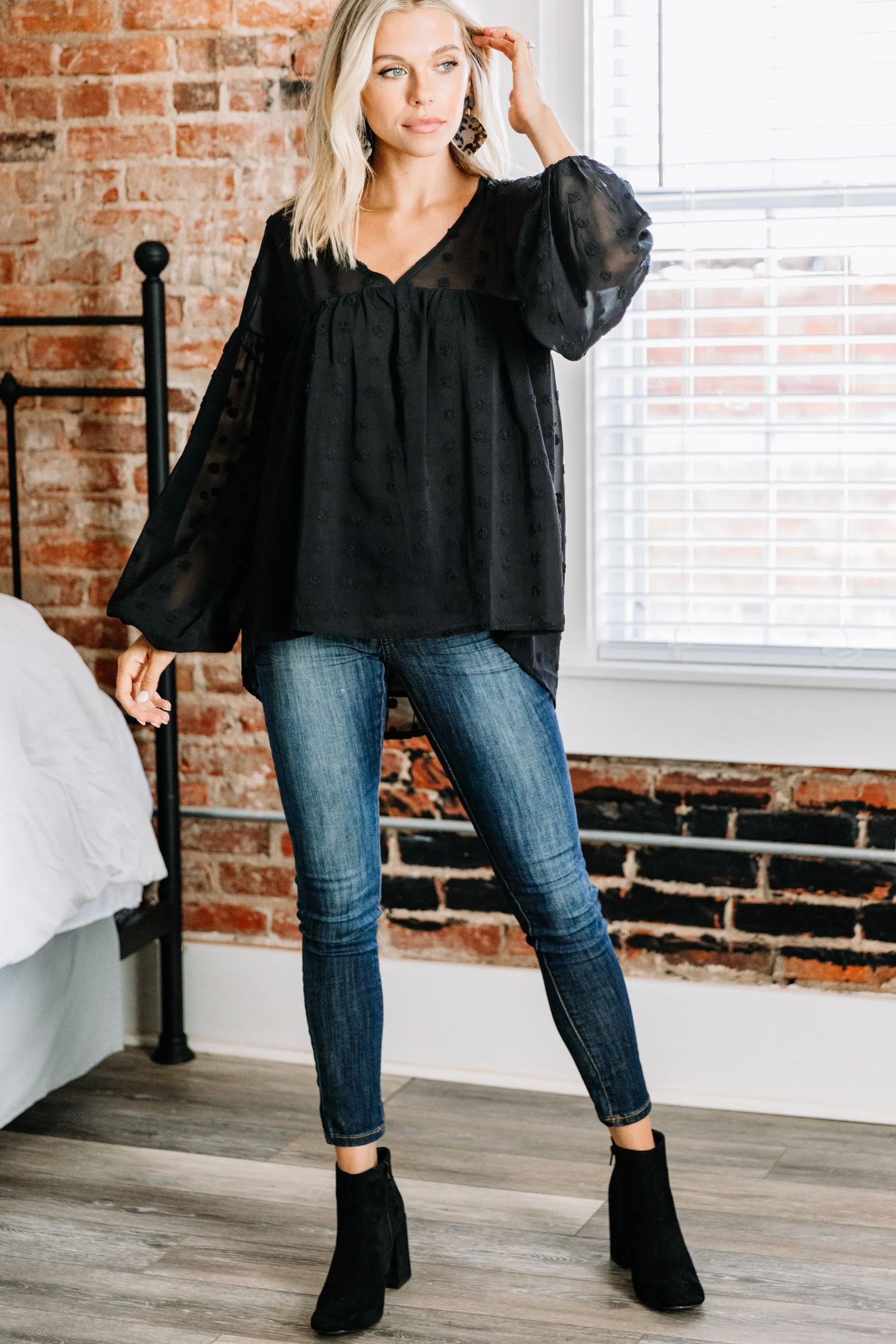 Eternal Beauty Black Swiss Dot Top
