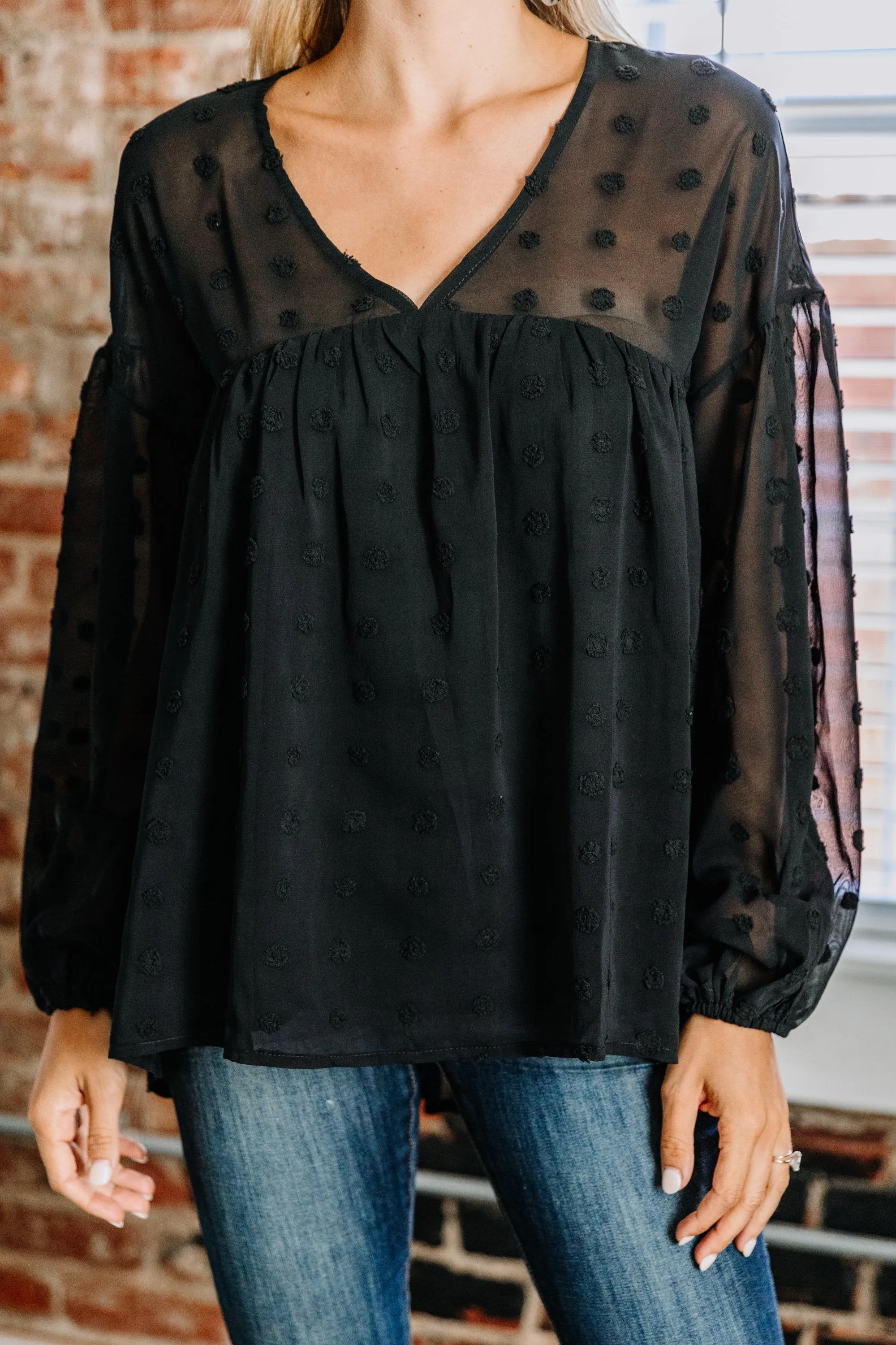 Eternal Beauty Black Swiss Dot Top